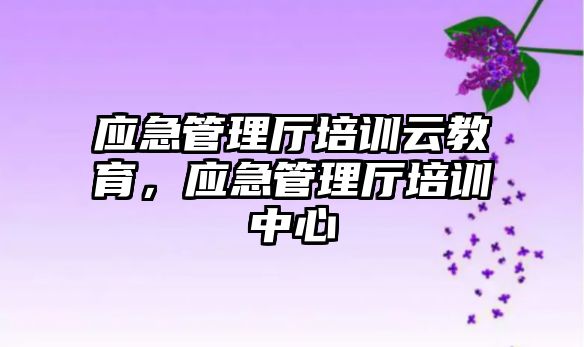 應急管理廳培訓云教育，應急管理廳培訓中心